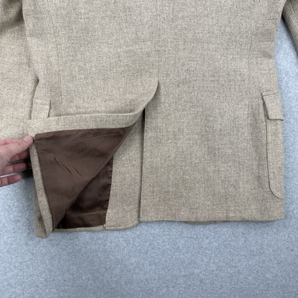 Vintage Pendleton Blazer Mens 40 Beige Virgin Wool Suede Yoke Elbow Patches USA - Picture 10 of 16